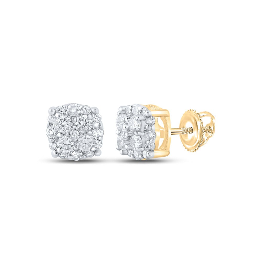 Dazzling 10kt Yellow Gold Round Diamond Cluster Earrings - 1/5 Cttw - Splendid Jewellery