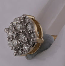 Load image into Gallery viewer, Dazzling 10kt Yellow Gold Round Diamond Cluster Earrings - 1/5 Cttw product Side View from Splendid Jewellery