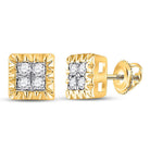 Dazzling 10kt Yellow Gold Square Diamond Earrings - Splendid Jewellery