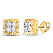 Load image into Gallery viewer, Dazzling 10kt Yellow Gold Square Diamond Earrings - Splendid Jewellery