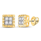 Dazzling 10kt Yellow Gold Square Diamond Earrings - Splendid Jewellery