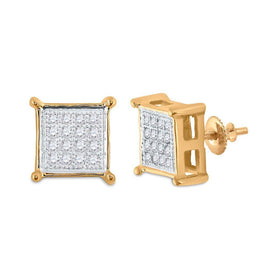 Dazzling 10kt Yellow Gold Square Diamond Earrings for Men - 1/10 Cttw - Splendid Jewellery