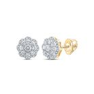 Dazzling 10kt Yellow Gold Womens Round Diamond Cluster Earrings 1/2 Cttw - Splendid Jewellery