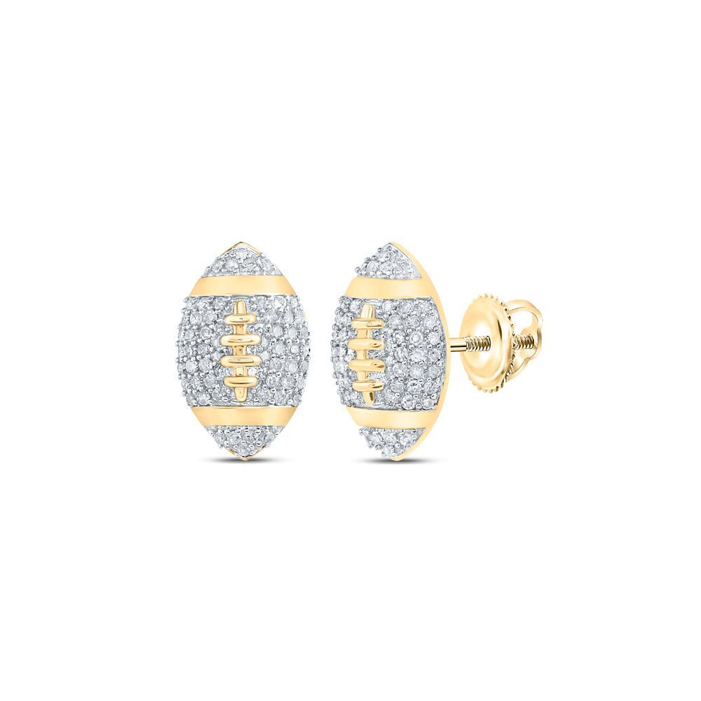 Dazzling 10kt Yellow Gold Womens Round Diamond Football Fashion Earrings - Splendid Jewellery