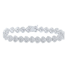 Dazzling 14kt White Gold Diamond Heart Tennis Bracelet - 6-3/8 Cttw - Top View