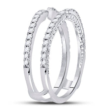 Load image into Gallery viewer, Dazzling 14kt White Gold Diamond Wrap Ring Guard Enhancer - Second Side View