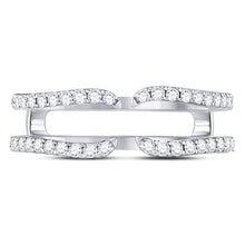 Load image into Gallery viewer, Dazzling 14kt White Gold Diamond Wrap Ring Guard Enhancer - Front View
