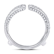 Load image into Gallery viewer, Dazzling 14kt White Gold Diamond Wrap Ring Guard Enhancer - Side View
