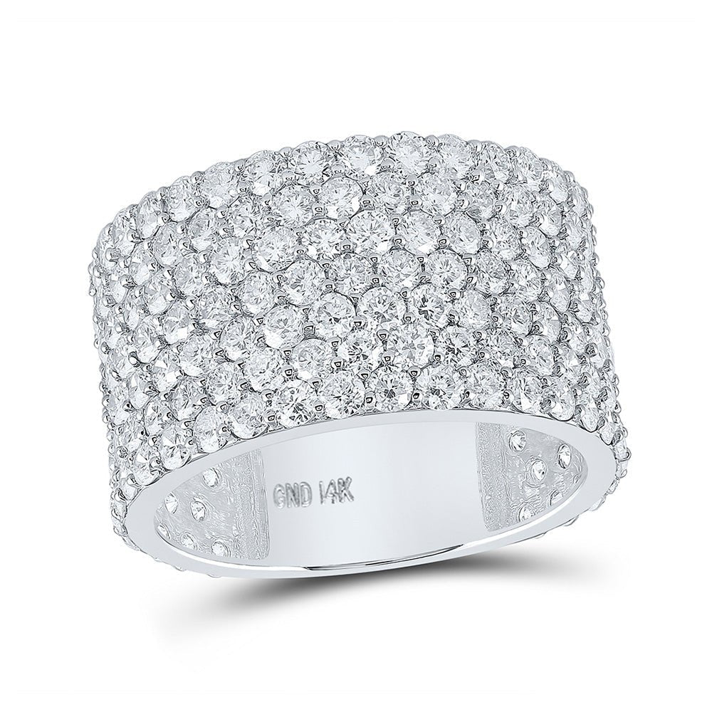 Dazzling 14kt White Gold Men's Round Diamond 7 - Row Statement Band Ring - 7 - 1/2 Ct.t.w. - Splendid Jewellery