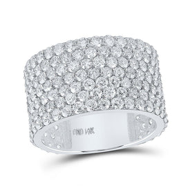 Dazzling 14kt White Gold Men's Round Diamond 7 - Row Statement Band Ring - 7 - 1/2 Ct.t.w. - Splendid Jewellery