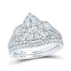 Dazzling 14kt White Gold Pear Diamond Halo Bridal Wedding Ring Band Set - Splendid Jewellery