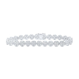 Dazzling 14kt White Gold Round Diamond Circle Link Bracelet - 9 Cttw - Splendid Jewellery
