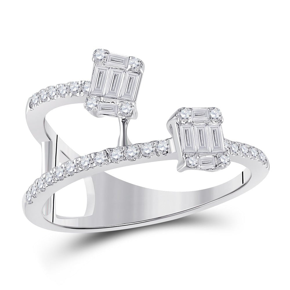 Dazzling Baguette and Round Diamond Fashion Ring | 14kt White Gold Women's 1/2 Cttw | Splendid Jewellery - Splendid Jewellery