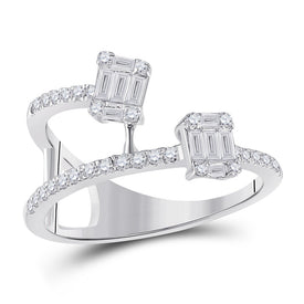 Dazzling Baguette and Round Diamond Fashion Ring - Top View