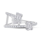 Dazzling Baguette and Round Diamond Fashion Ring - Front View