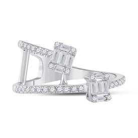 Dazzling Baguette and Round Diamond Fashion Ring - Front View
