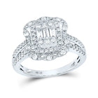 Dazzling Baguette Brilliance: 14kt White Gold Womens Baguette Diamond Cluster Ring 1 Cttw - Top View