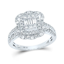 Load image into Gallery viewer, Dazzling Baguette Brilliance: 14kt White Gold Womens Baguette Diamond Cluster Ring 1 Cttw - Splendid Jewellery
