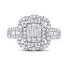 Dazzling Baguette Brilliance: 14kt White Gold Womens Baguette Diamond Cluster Ring 1 Cttw - Front View