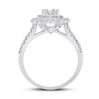 Dazzling Baguette Brilliance: 14kt White Gold Womens Baguette Diamond Cluster Ring 1 Cttw - Side View