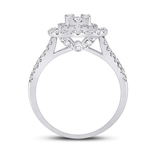 Dazzling Baguette Brilliance: 14kt White Gold Womens Baguette Diamond Cluster Ring 1 Cttw - Splendid Jewellery