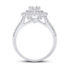 Load image into Gallery viewer, Dazzling Baguette Brilliance: 14kt White Gold Womens Baguette Diamond Cluster Ring 1 Cttw - Splendid Jewellery