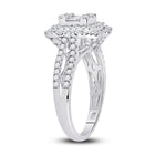 Dazzling Baguette Brilliance: 14kt White Gold Womens Baguette Diamond Cluster Ring 1 Cttw - Second Side View