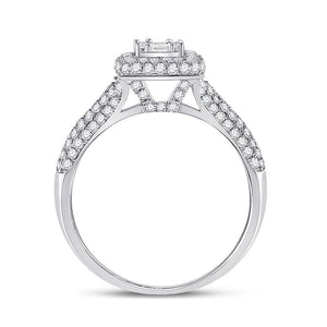 Dazzling Baguette Diamond Cluster Ring | 14kt White Gold Square Cluster Ring 1 Cttw - Splendid Jewellery