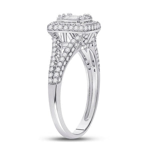 Dazzling Baguette Diamond Cluster Ring | 14kt White Gold Square Cluster Ring 1 Cttw - Splendid Jewellery