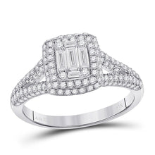 Load image into Gallery viewer, Dazzling Baguette Diamond Cluster Ring | 14kt White Gold Square Cluster Ring 1 Cttw - Splendid Jewellery