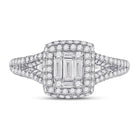 Dazzling Baguette Diamond Cluster Ring | 14kt White Gold Square Cluster Ring 1 Cttw - Splendid Jewellery