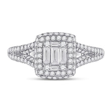Load image into Gallery viewer, Dazzling Baguette Diamond Cluster Ring | 14kt White Gold Square Cluster Ring 1 Cttw - Splendid Jewellery