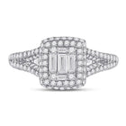 Dazzling Baguette Diamond Cluster Ring | 14kt White Gold Square Cluster Ring 1 Cttw - Splendid Jewellery