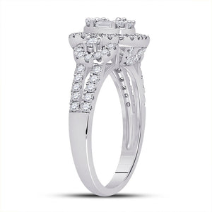 Dazzling Baguette Diamond Cluster Ring | 14kt White Gold Women's Square Cluster Ring 3/4 Cttw | Splendid Jewellery - Splendid Jewellery