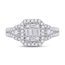 Load image into Gallery viewer, Dazzling Baguette Diamond Cluster Ring | 14kt White Gold Women's Square Cluster Ring 3/4 Cttw | Splendid Jewellery - Splendid Jewellery