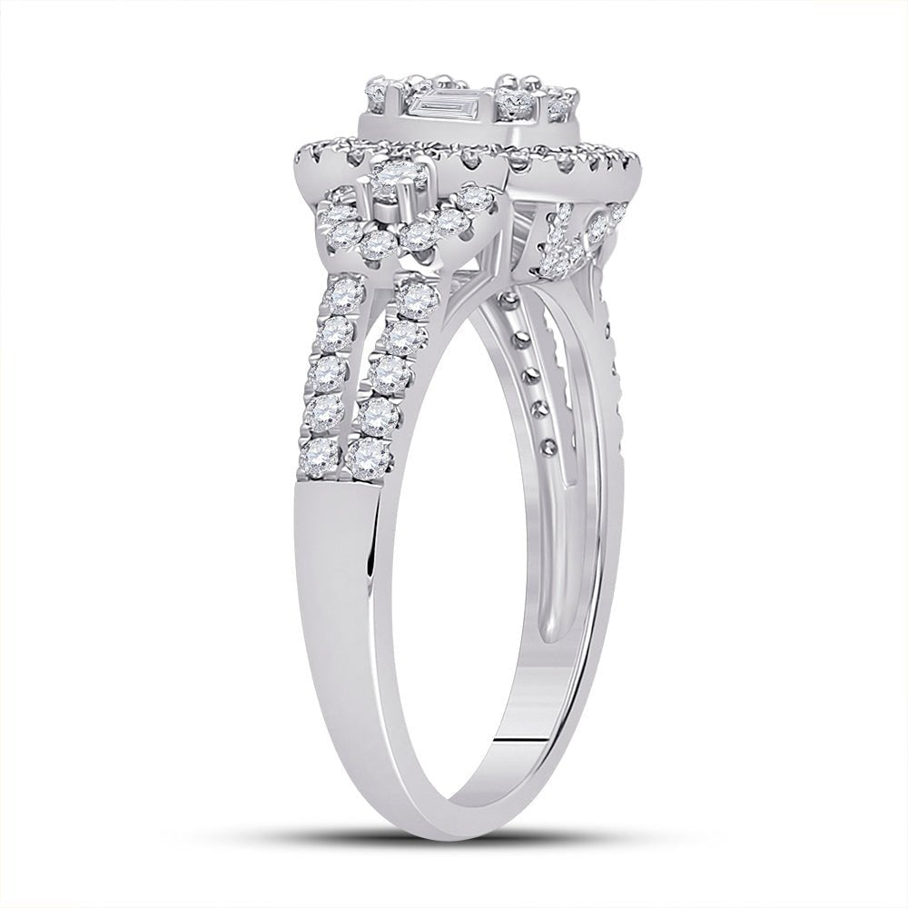 Dazzling Baguette Diamond Cluster Ring | 14kt White Gold Women's Square Cluster Ring 3/4 Cttw | Splendid Jewellery - Splendid Jewellery