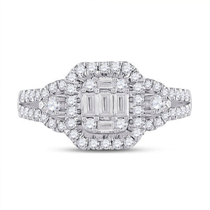 Dazzling Baguette Diamond Cluster Ring | 14kt White Gold Women's Square Cluster Ring 3/4 Cttw | Splendid Jewellery - Splendid Jewellery