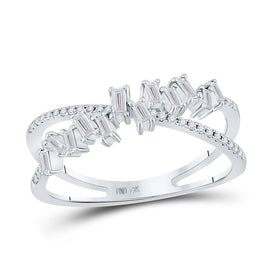 Dazzling Baguette Diamond Crossover Ring in 14kt White Gold - Splendid Jewellery