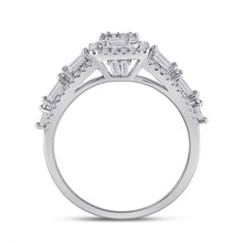 Load image into Gallery viewer, Dazzling Baguette Diamond Square Fashion Ring in 14kt White Gold - Side View