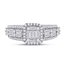 Load image into Gallery viewer, Dazzling Baguette Diamond Square Fashion Ring in 14kt White Gold - Front View