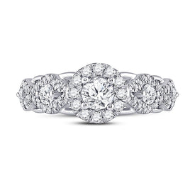Dazzling Brilliance 1 Carat Round Diamond Halo Bridal Wedding Engagement Ring - Front View