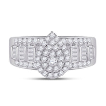 Load image into Gallery viewer, Dazzling Brilliance 10kt White Gold Baguette Diamond Cluster Bridal Wedding Engagement Ring - Alternate view 4 from Splendid Jewellery