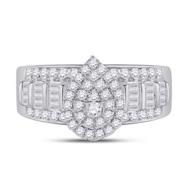 Dazzling Brilliance 10kt White Gold Baguette Diamond Cluster Bridal Wedding Engagement Ring - Alternate view 4 from Splendid Jewellery
