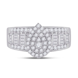 Dazzling Brilliance 10kt White Gold Baguette Diamond Cluster Bridal Wedding Engagement Ring - Splendid Jewellery