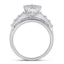 Load image into Gallery viewer, Dazzling Brilliance 10kt White Gold Baguette Diamond Cluster Bridal Wedding Engagement Ring - Alternate view 2 from Splendid Jewellery