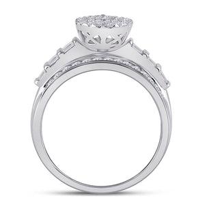 Dazzling Brilliance 10kt White Gold Baguette Diamond Cluster Bridal Wedding Engagement Ring - Splendid Jewellery