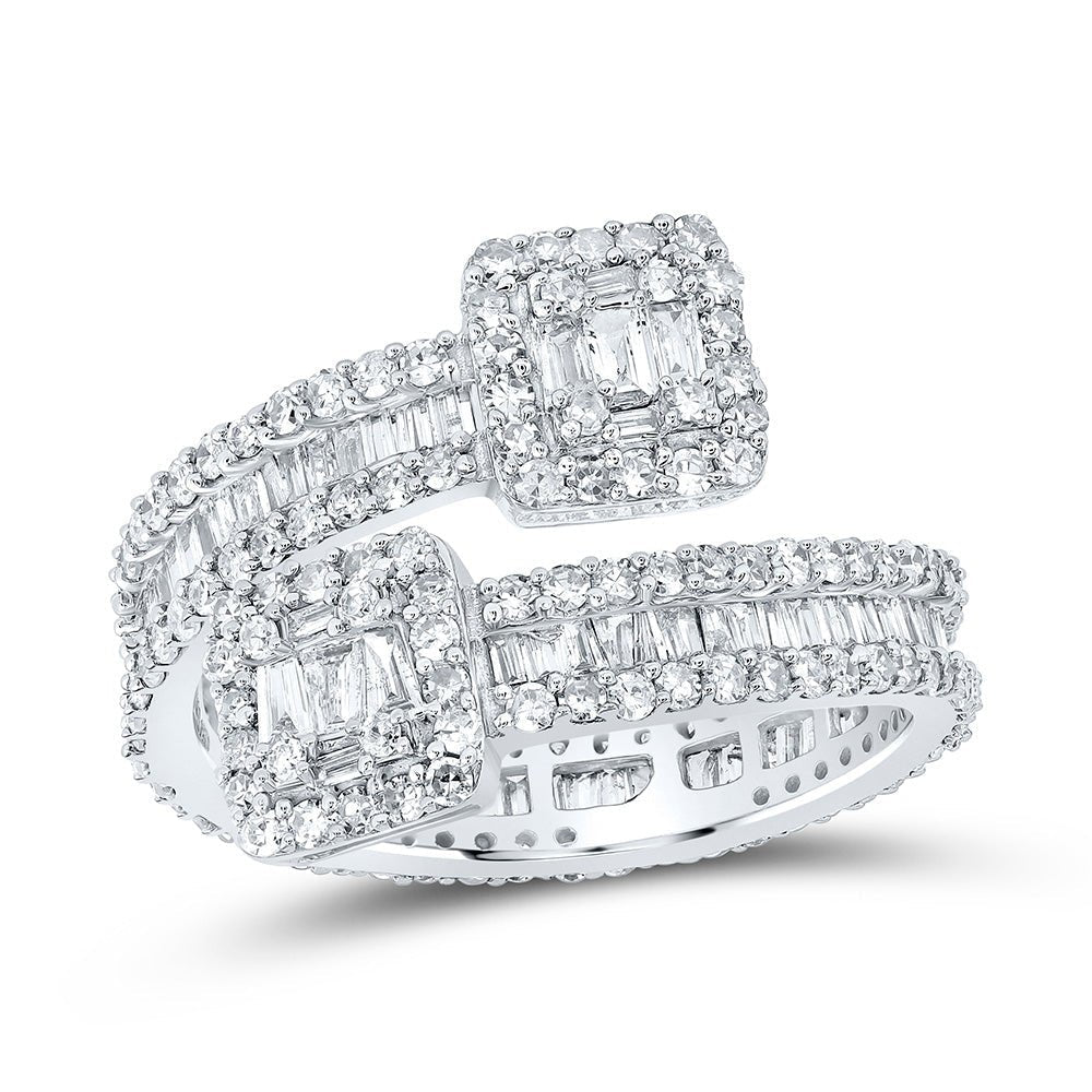 Dazzling Brilliance | 10kt White Gold Baguette Diamond Cuff Eternity Band Ring 1 - 1/2 Cttw - Splendid Jewellery