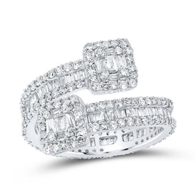 Dazzling Brilliance | 10kt White Gold Baguette Diamond Cuff Eternity Band Ring 1 - 1/2 Cttw - Splendid Jewellery