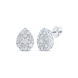 Dazzling Brilliance: 10kt White Gold Diamond Cluster Drop Earrings - Splendid Jewellery