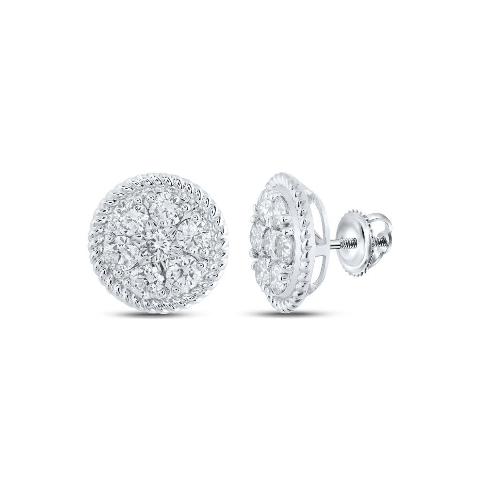 Dazzling Brilliance: 10kt White Gold Diamond Cluster Earrings - Splendid Jewellery